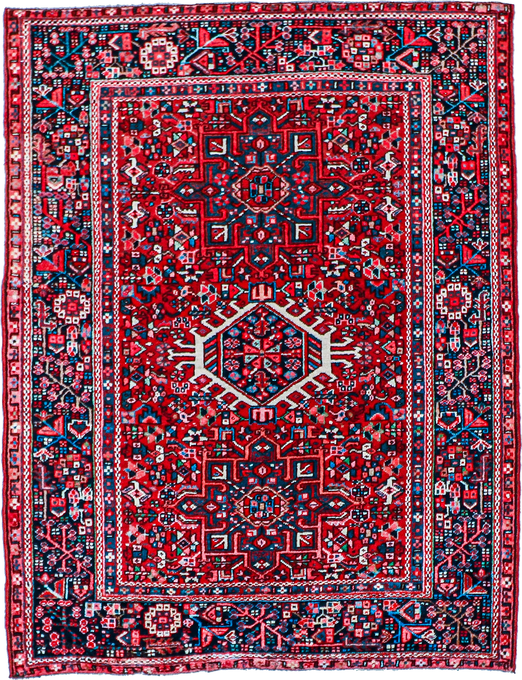 W 4.8 L 6 Karajeh Antique 100% Wool Hand-Woven All-Over Design - 60900