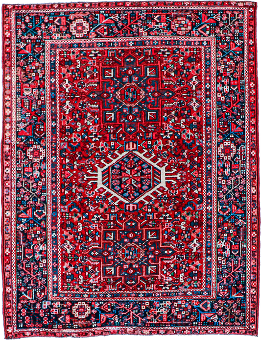 W 4.8 L 6 Karajeh Antique 100% Wool Hand-Woven All-Over Design - 60900