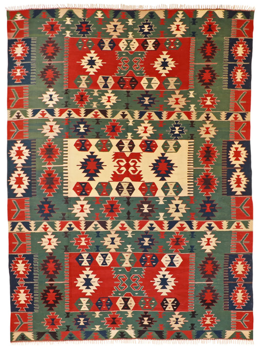 8.1 x 11.10 - Kilim Wool All Over Rectangle - Finest Hand-Made Quality Wool — 60933