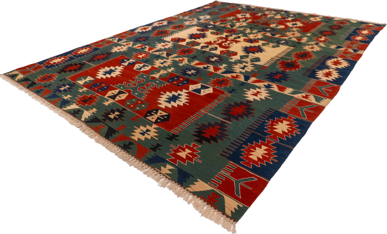 W 8.1 L 11.10 Kilim 100% Wool Hand-Woven All-Over Design - 60933