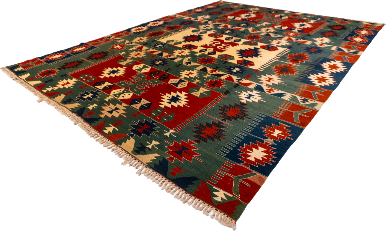 W 8.1 L 11.10 Kilim 100% Wool Hand-Woven All-Over Design - 60933
