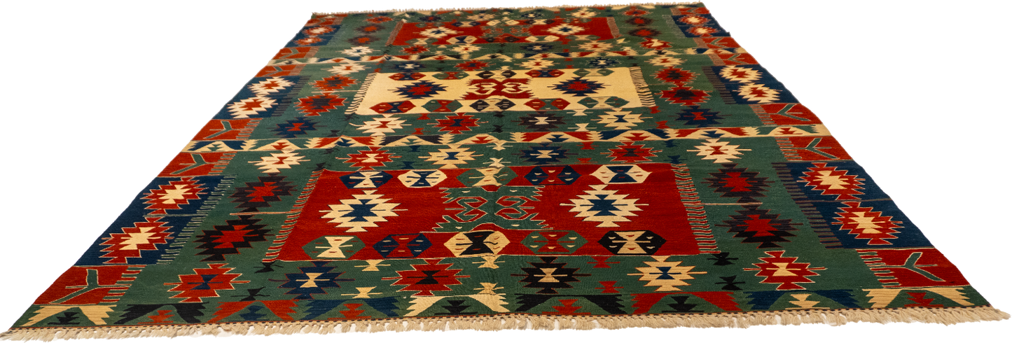 W 8.1 L 11.10 Kilim 100% Wool Hand-Woven All-Over Design - 60933