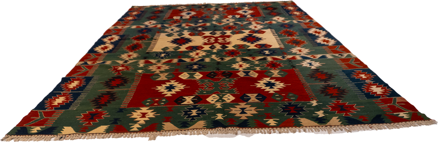 W 8.1 L 11.10 Kilim 100% Wool Hand-Woven All-Over Design - 60933