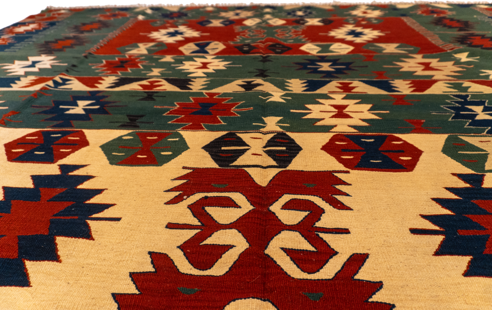 W 8.1 L 11.10 Kilim 100% Wool Hand-Woven All-Over Design - 60933