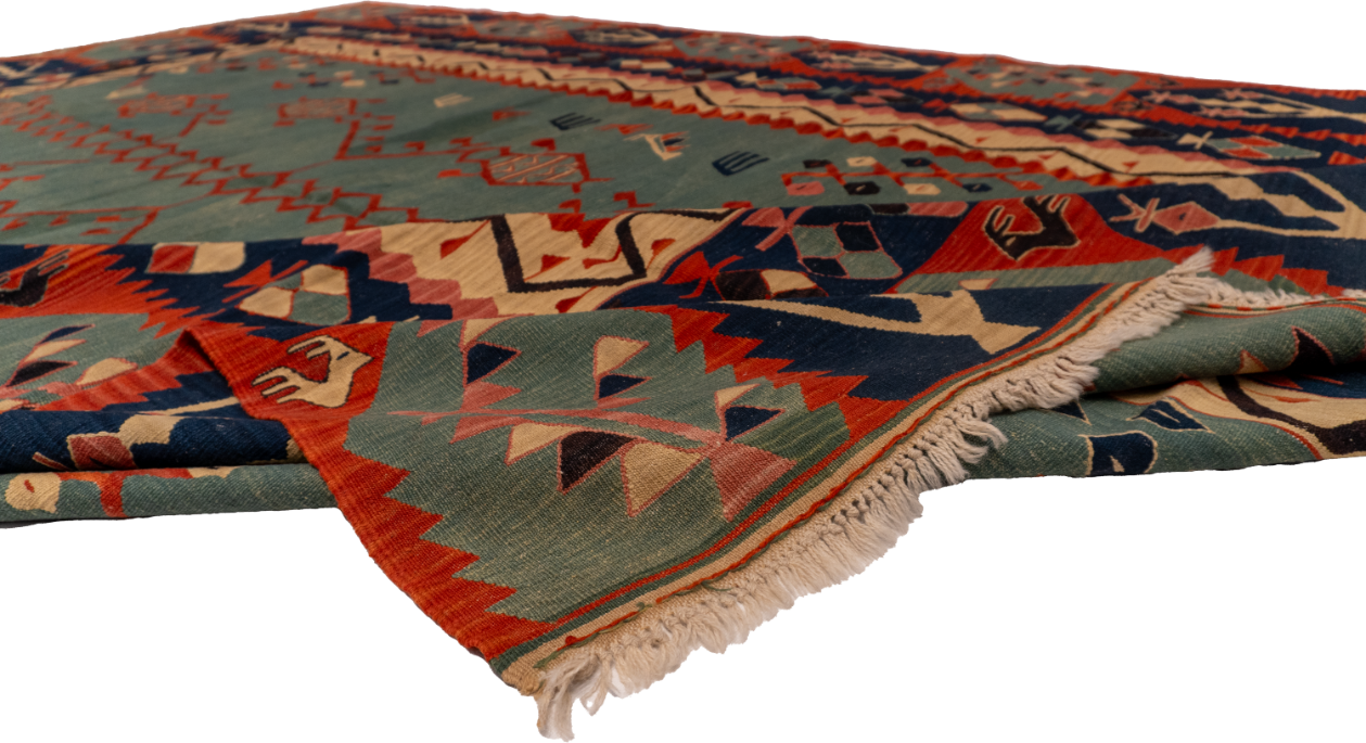 W 9.7 - L 13.5 - Kilim Wool All Over Rectangle - Finest Hand-Made Quality Wool - 60942