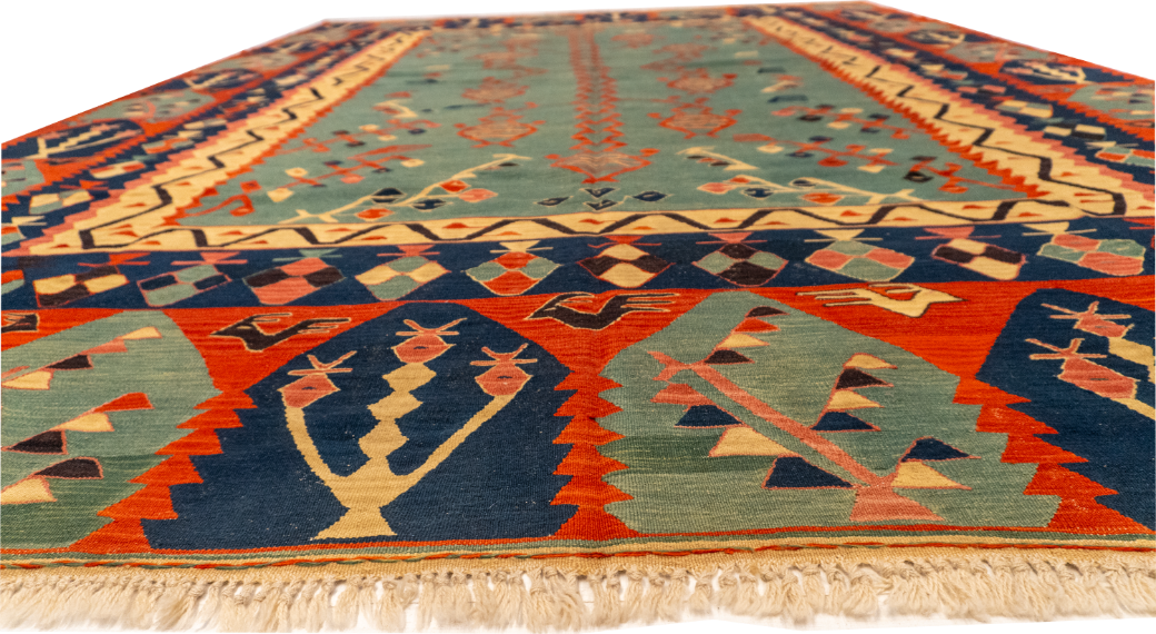 W 9.7 - L 13.5 - Kilim Wool All Over Rectangle - Finest Hand-Made Quality Wool - 60942