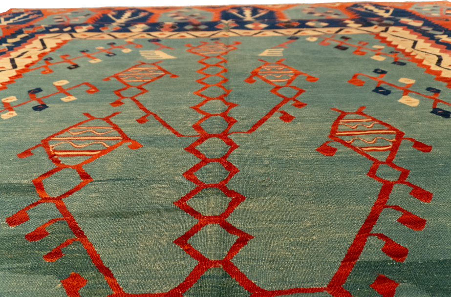 W 9.7 - L 13.5 - Kilim Wool All Over Rectangle - Finest Hand-Made Quality Wool - 60942