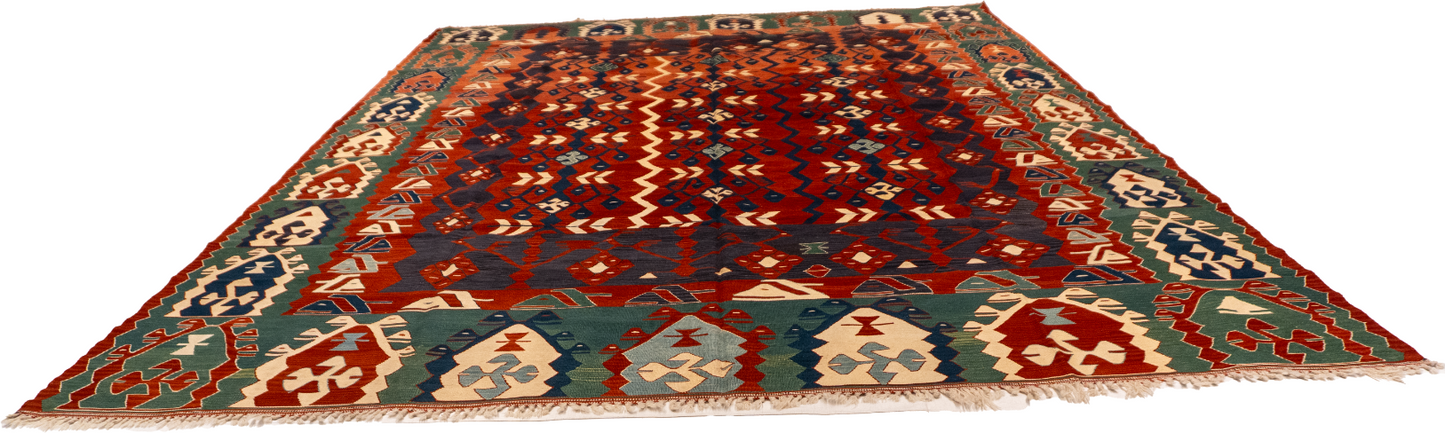 W 10 - L 13.2 - Kilim Wool All Over Rectangle - Finest Hand-Made Quality Wool - 60943
