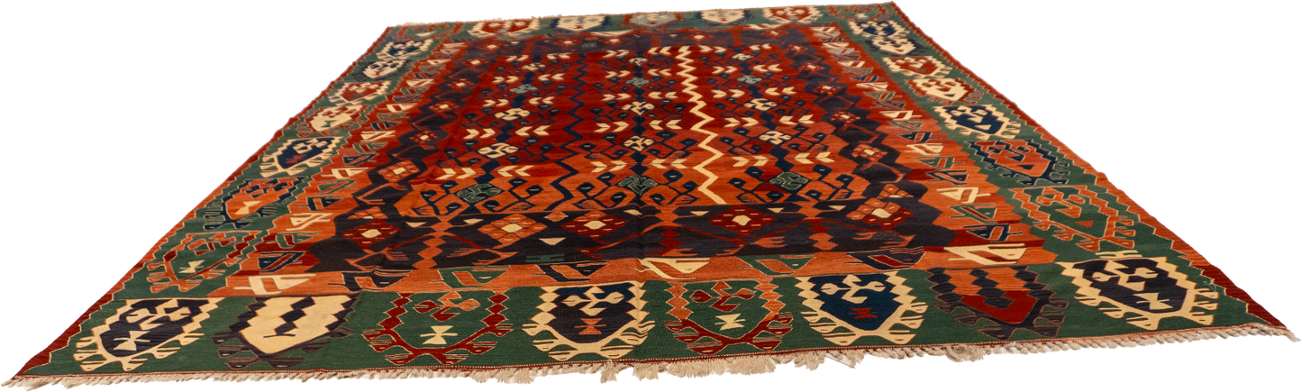 W 10 - L 13.2 - Kilim Wool All Over Rectangle - Finest Hand-Made Quality Wool - 60943