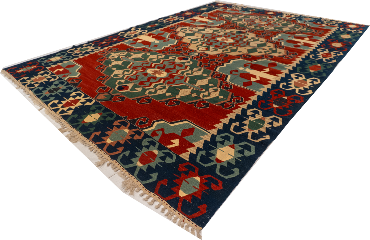 W 8.9 L 11.10 Kilim 100% Wool Hand-Woven All-Over Design - 60944