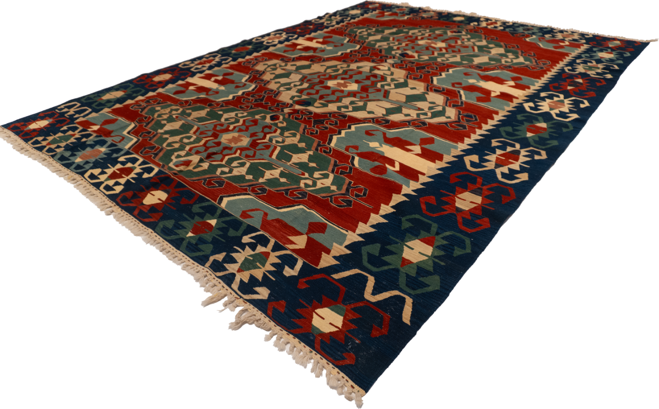 W 8.9 L 11.10 Kilim 100% Wool Hand-Woven All-Over Design - 60944