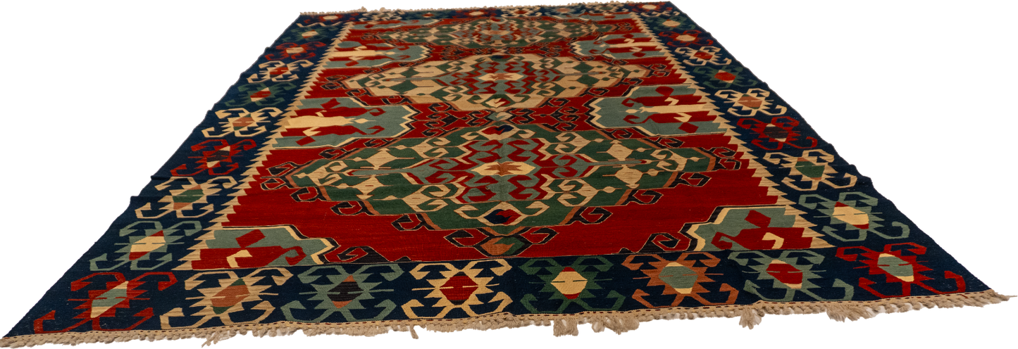 W 8.9 L 11.10 Kilim 100% Wool Hand-Woven All-Over Design - 60944