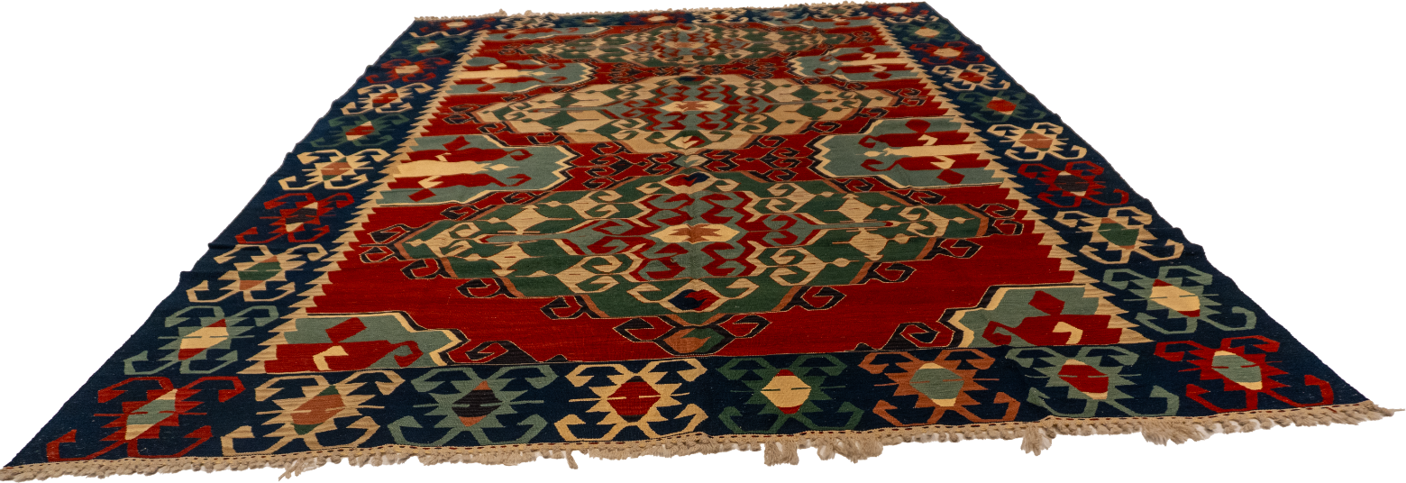 W 8.9 L 11.10 Kilim 100% Wool Hand-Woven All-Over Design - 60944