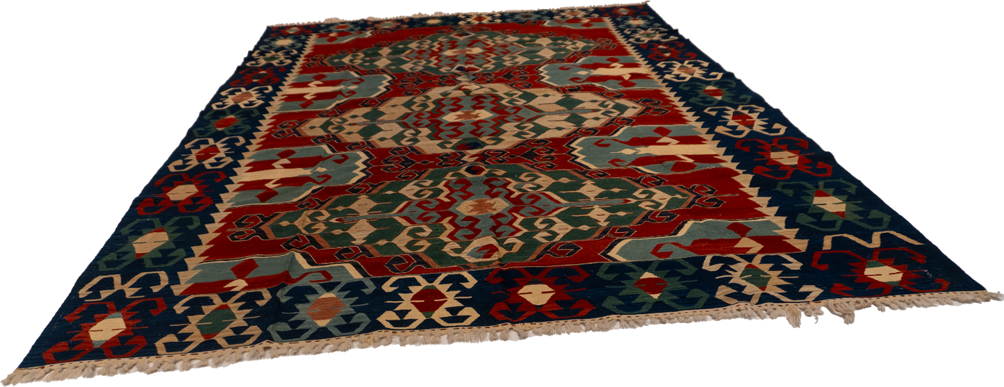 W 8.9 L 11.10 Kilim 100% Wool Hand-Woven All-Over Design - 60944