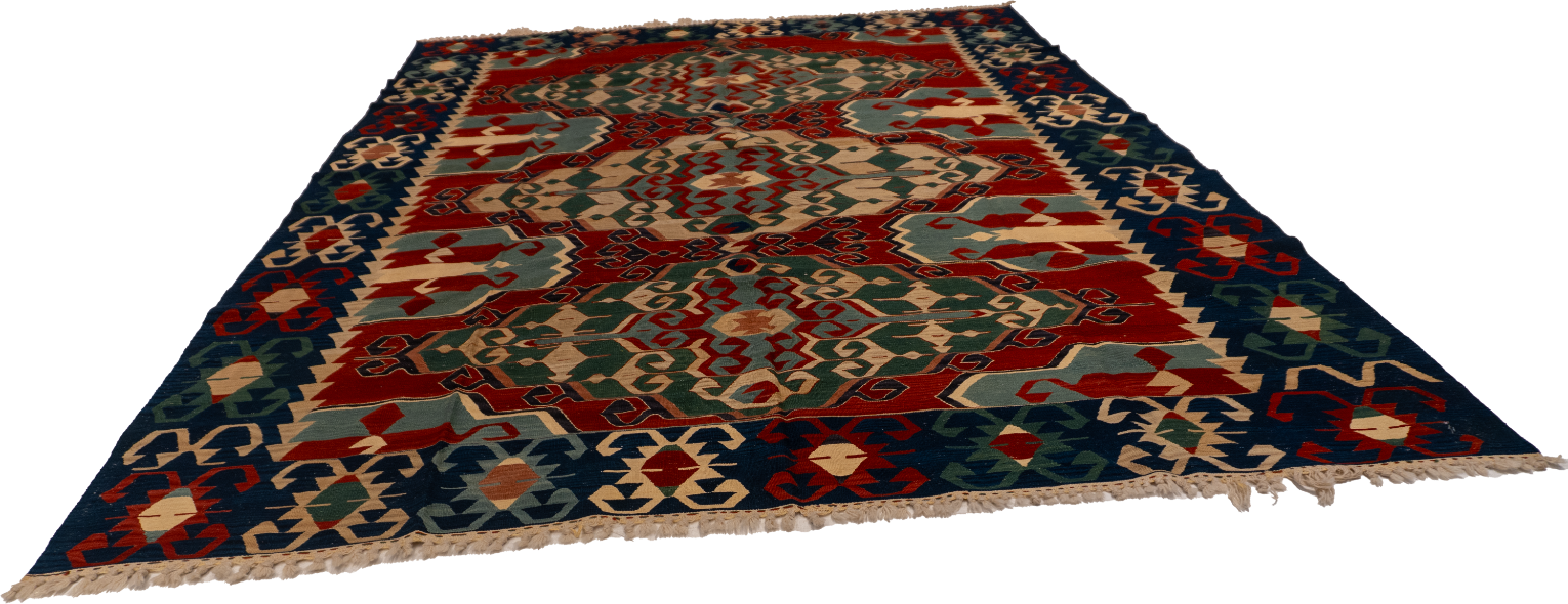 W 8.9 L 11.10 Kilim 100% Wool Hand-Woven All-Over Design - 60944