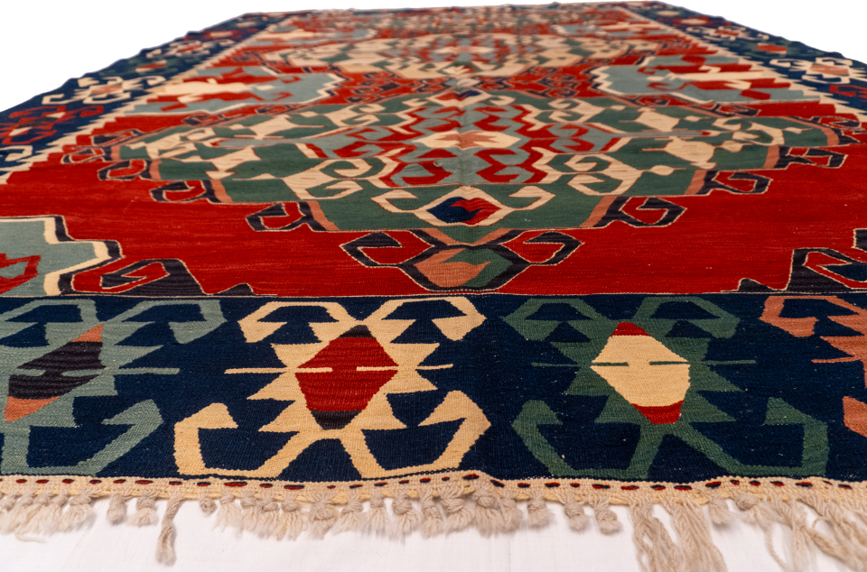 W 8.9 L 11.10 Kilim 100% Wool Hand-Woven All-Over Design - 60944