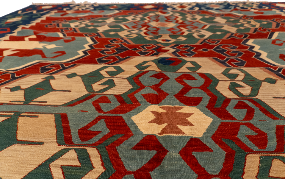 W 8.9 L 11.10 Kilim 100% Wool Hand-Woven All-Over Design - 60944