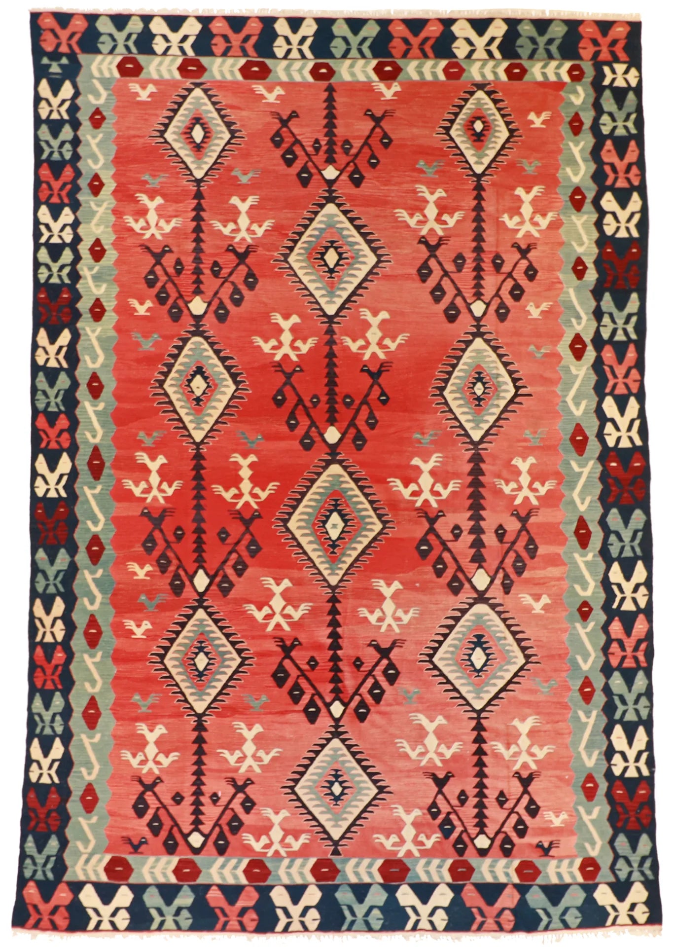 9.6 x 14 - Kilim Wool All Over Rectangle - Finest Hand-Knotted Quality Wool — 60945