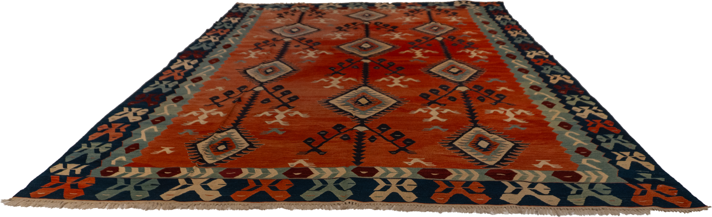 W 9.6 - L 14 - Kilim Wool All Over Rectangle - Finest Hand-Made Quality Wool - 60945