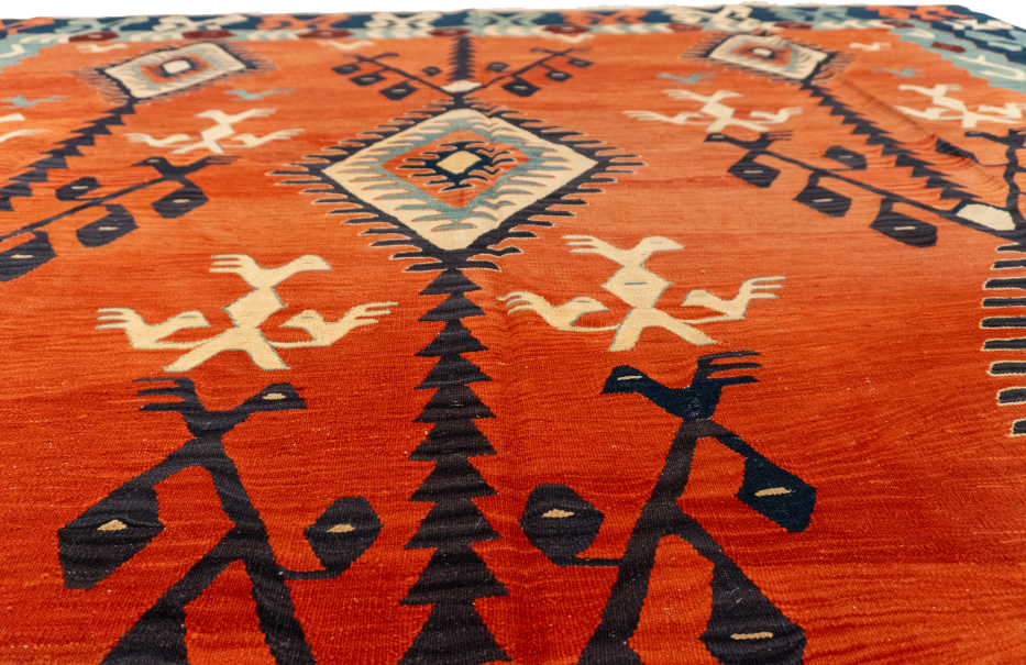 W 9.6 - L 14 - Kilim Wool All Over Rectangle - Finest Hand-Made Quality Wool - 60945