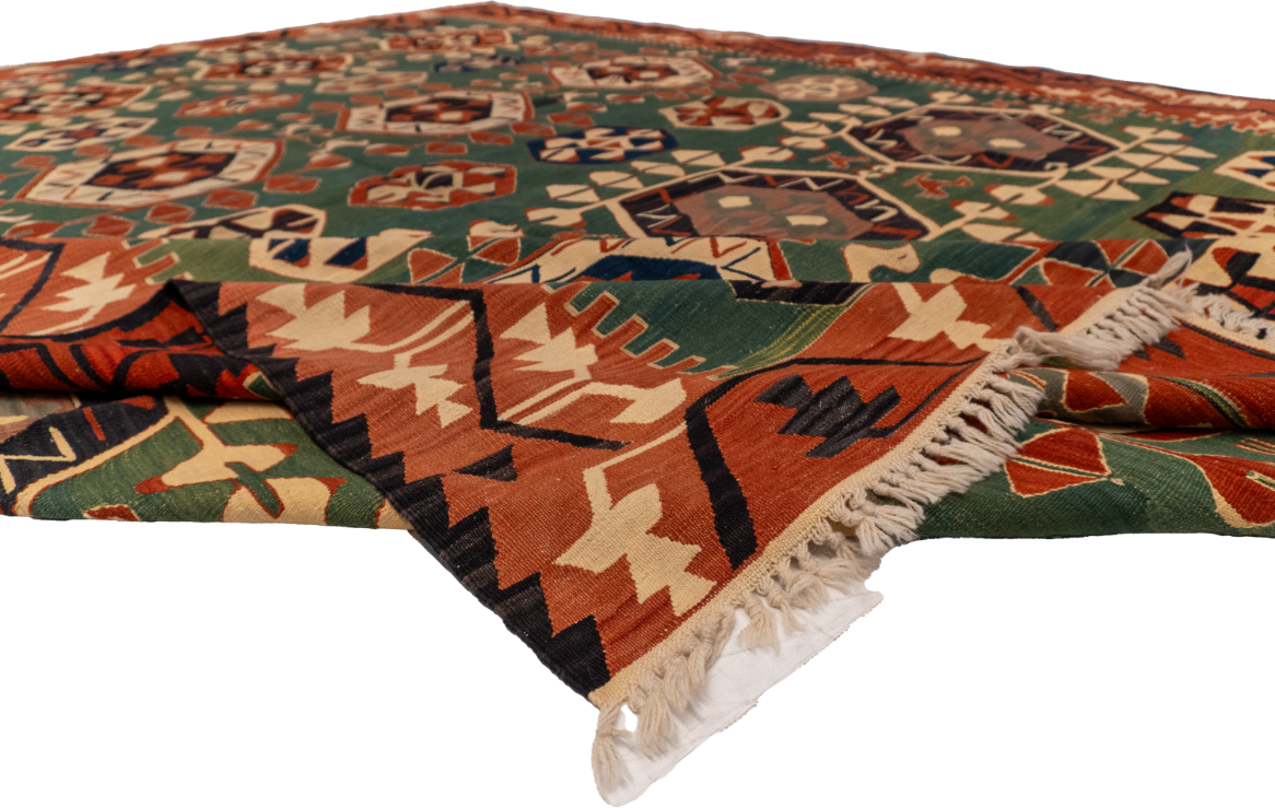 W 9.10 L 14 Kilim 100% Wool Hand-Woven All-Over Design - 60946