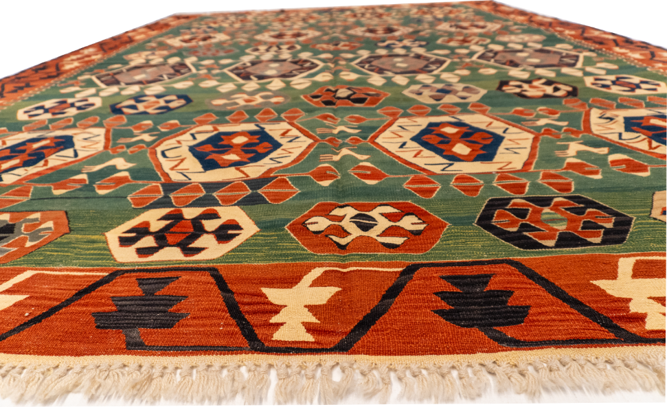 W 9.10 L 14 Kilim 100% Wool Hand-Woven All-Over Design - 60946