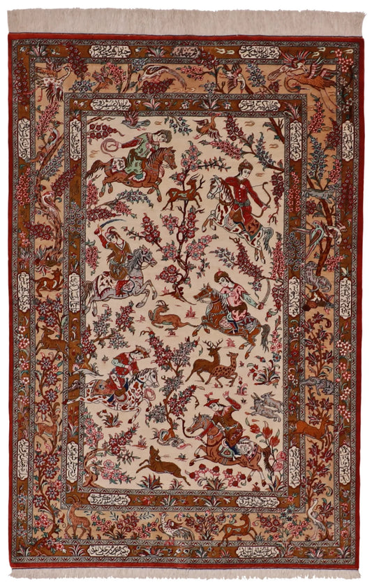 3.3 x 5 - Qum Fine/Silk All Over Rectangle - Finest Hand-Knotted Quality Wool — 60960