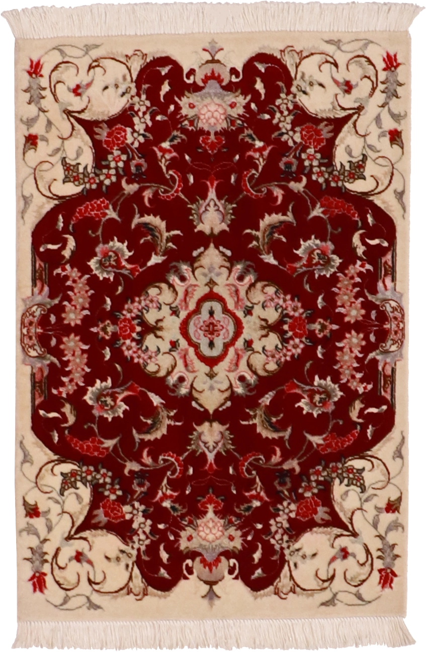 W 2 L 3 Tabriz Wool-Silk Blend Hand-Woven Medallion Design - 60969