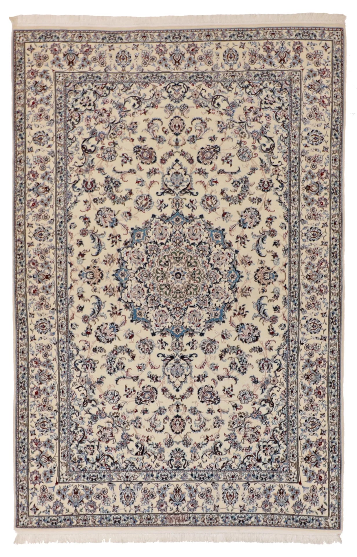 4.4 x 6.7 - Naine Wool/Silk Traditional Rectangle - Finest Hand-Knotted Quality Wool — 60992