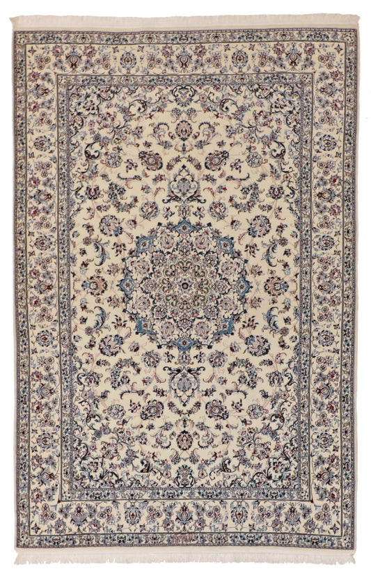 4.4 x 6.7 - Naine Wool/Silk Traditional Rectangle - Finest Hand-Knotted Quality Wool — 60992