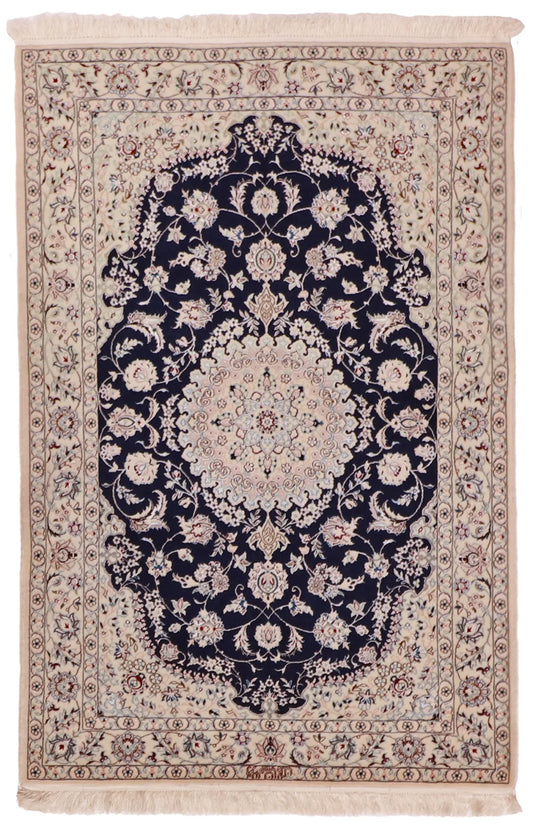 3.3 x 5 - Naine Wool/Silk All Over Rectangle - Finest Hand-Knotted Quality Wool — 60994