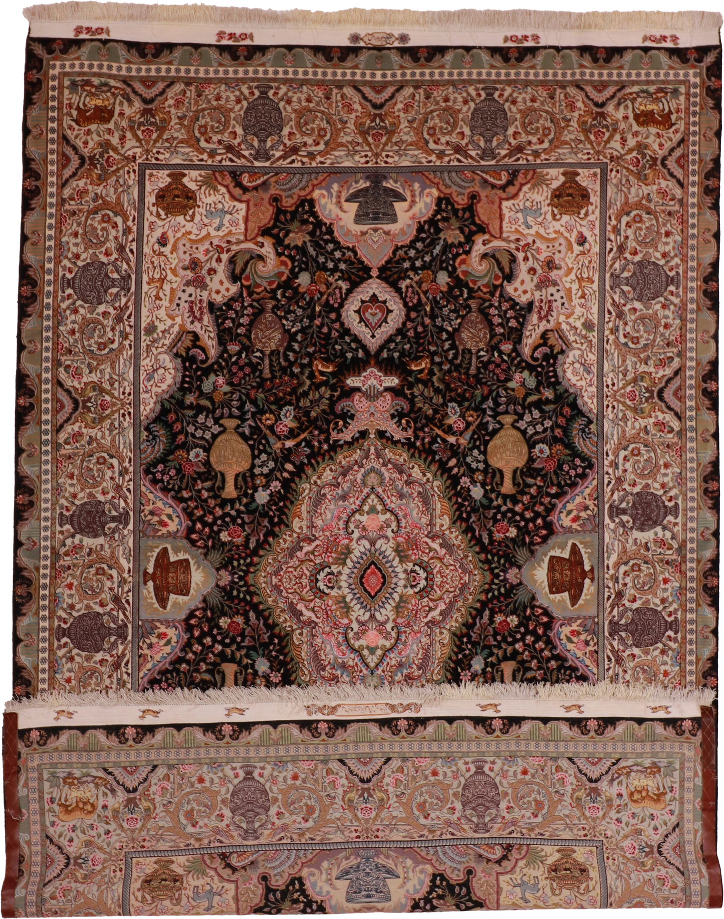 W 6 L 9 Tabriz 100% Silk Hand-Woven All-Over Design - 61013
