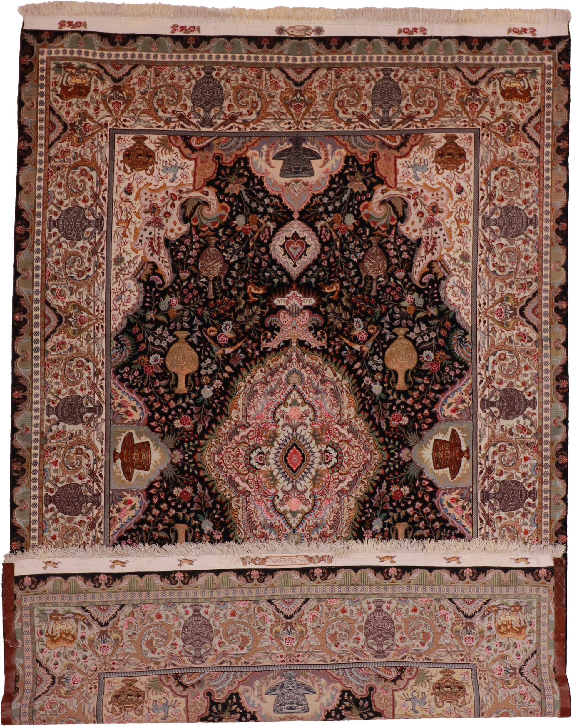 W 6 L 9 Tabriz 100% Silk Hand-Woven All-Over Design - 61013