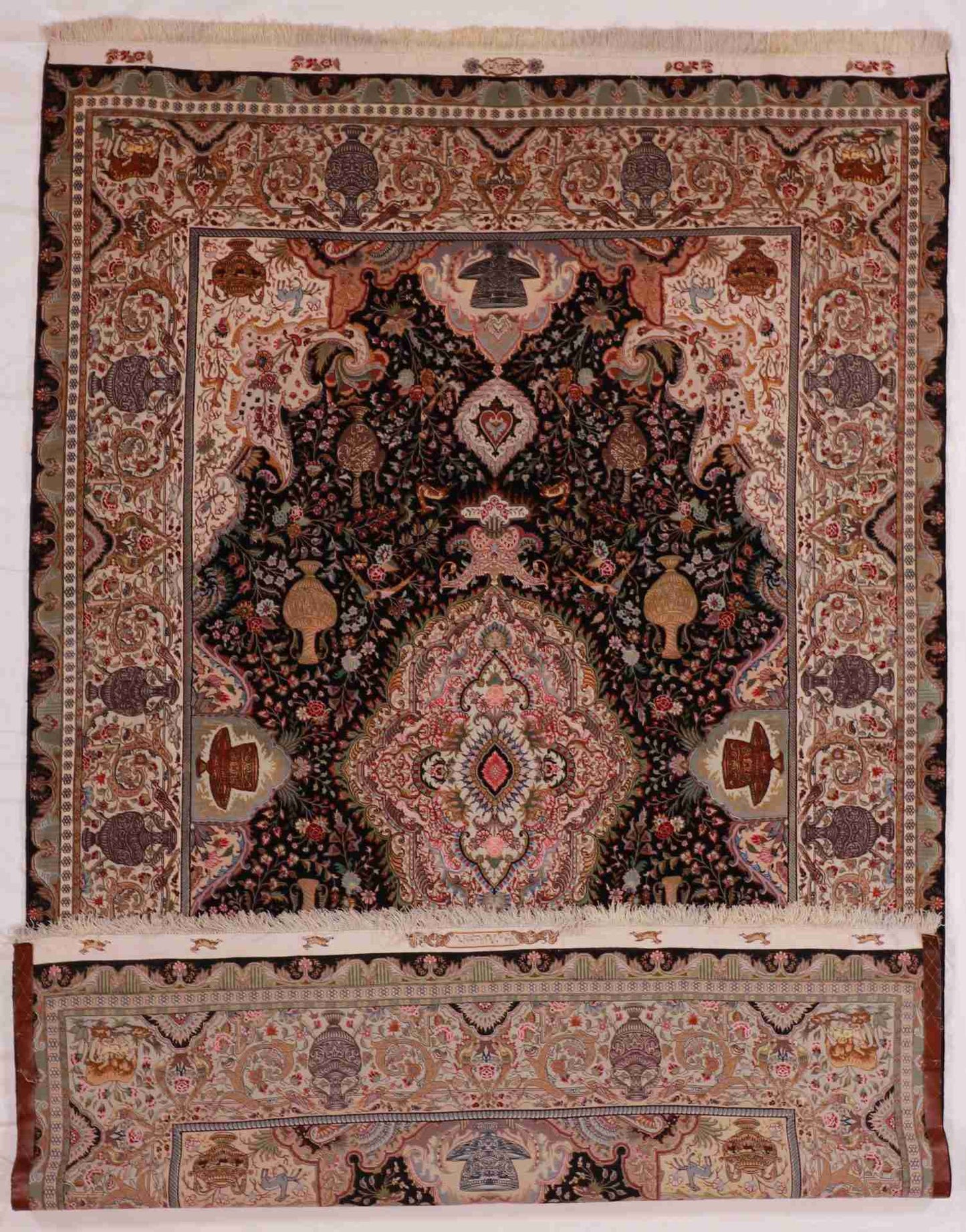 W 6 - L 9 - Tabriz Fine/Silk All Over Rectangle - Finest Hand-Knotted Quality Wool - 61013