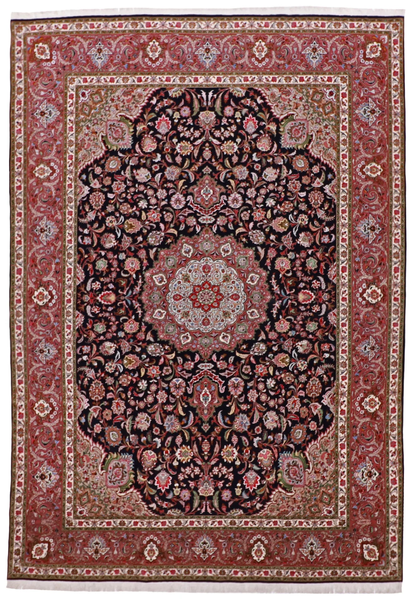 8.3 x 11.10 - Tabriz Fine/Silk Floral Rectangle - Finest Hand-Knotted Quality Wool — 61014