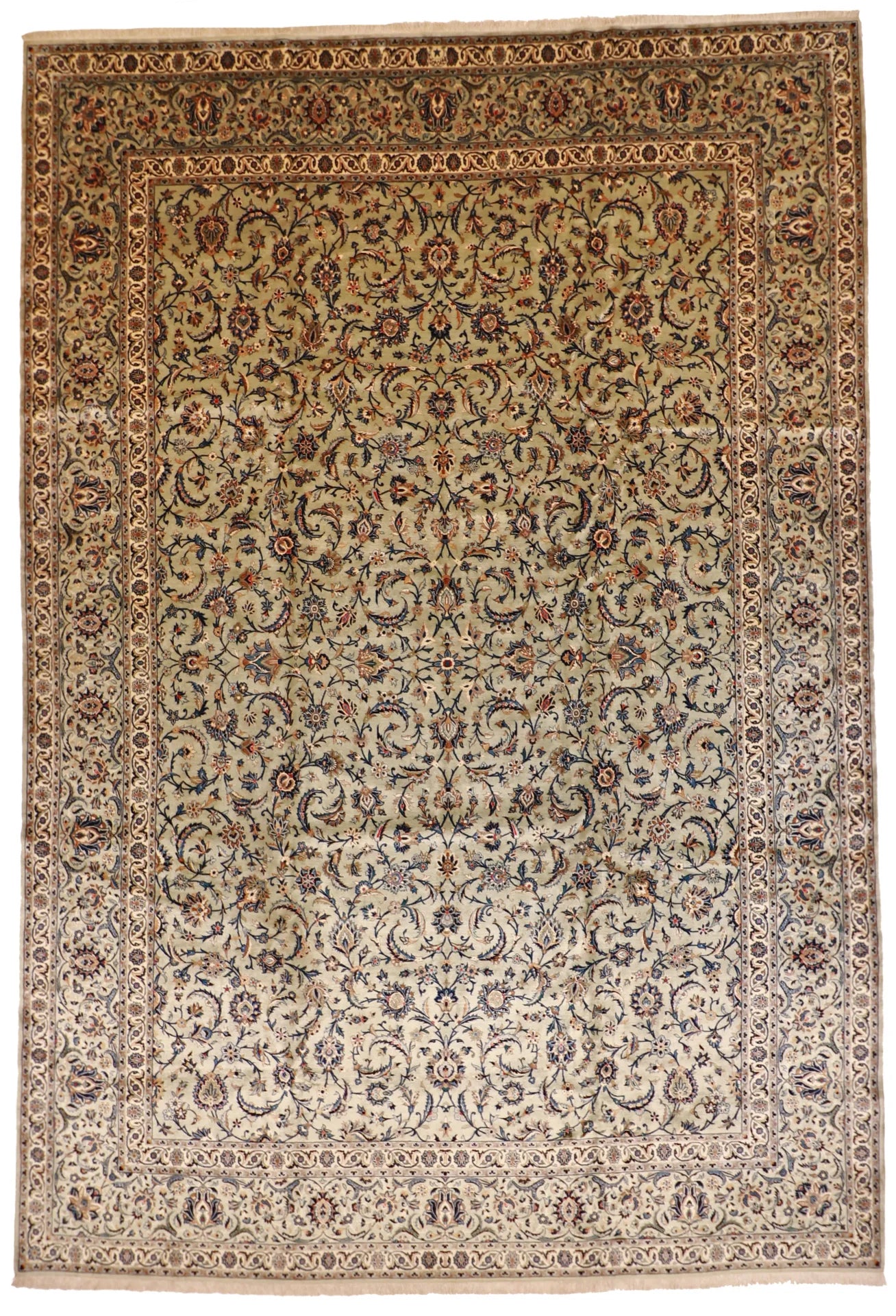 11 x 16 - Kashan Fine/Wool All Over Rectangle - Finest Hand-Knotted Quality Wool — 61028