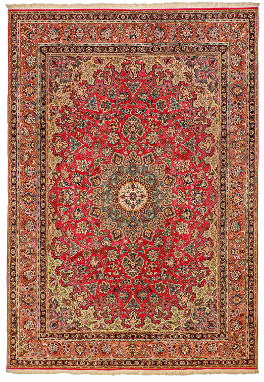 W 6.6 L 9.6 Tabriz 100% Wool Handmade Geometric Design - 61035