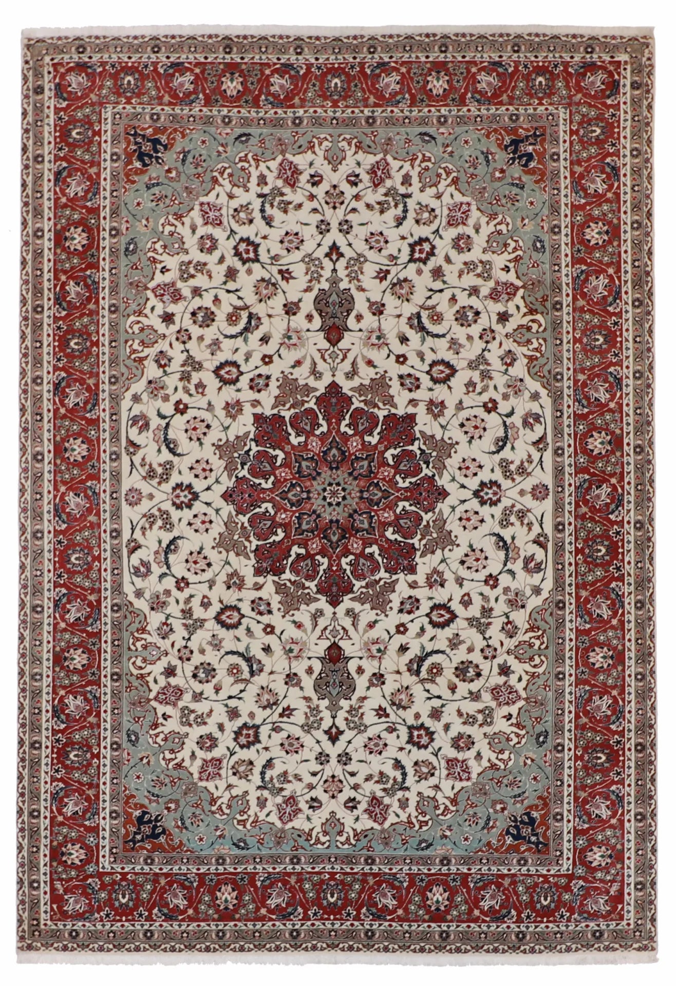 6.10 x 9.10 - Tabriz Wool/Silk Traditonal Rectangle - Finest Hand-Knotted Quality Wool — 61041
