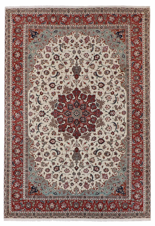 6.10 x 9.10 - Tabriz Wool/Silk Traditonal Rectangle - Finest Hand-Knotted Quality Wool — 61041