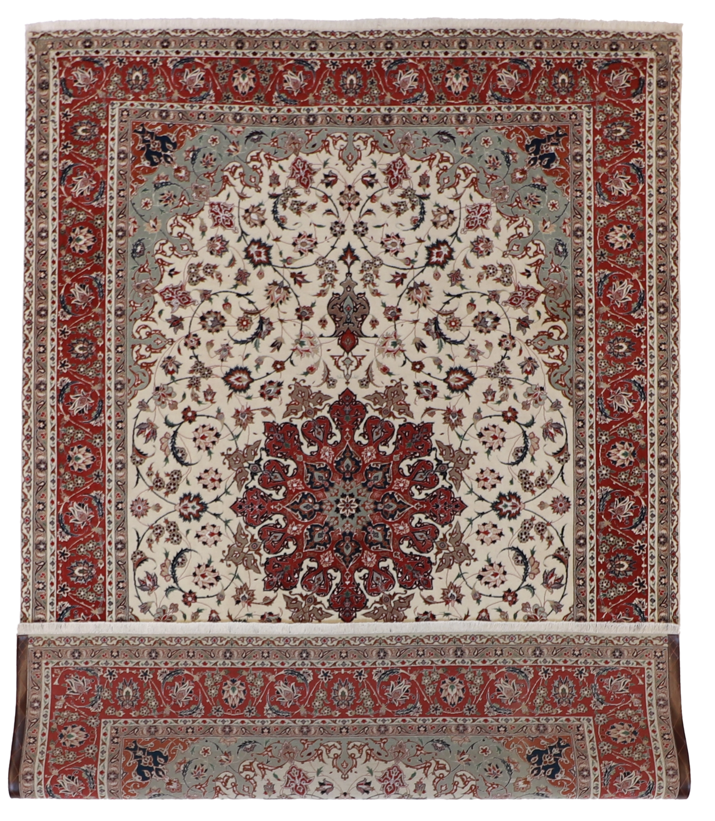 W 6.10 L 9.10 Tabriz Wool And Silk Blend Hand-Woven Traditonal Design - 61041