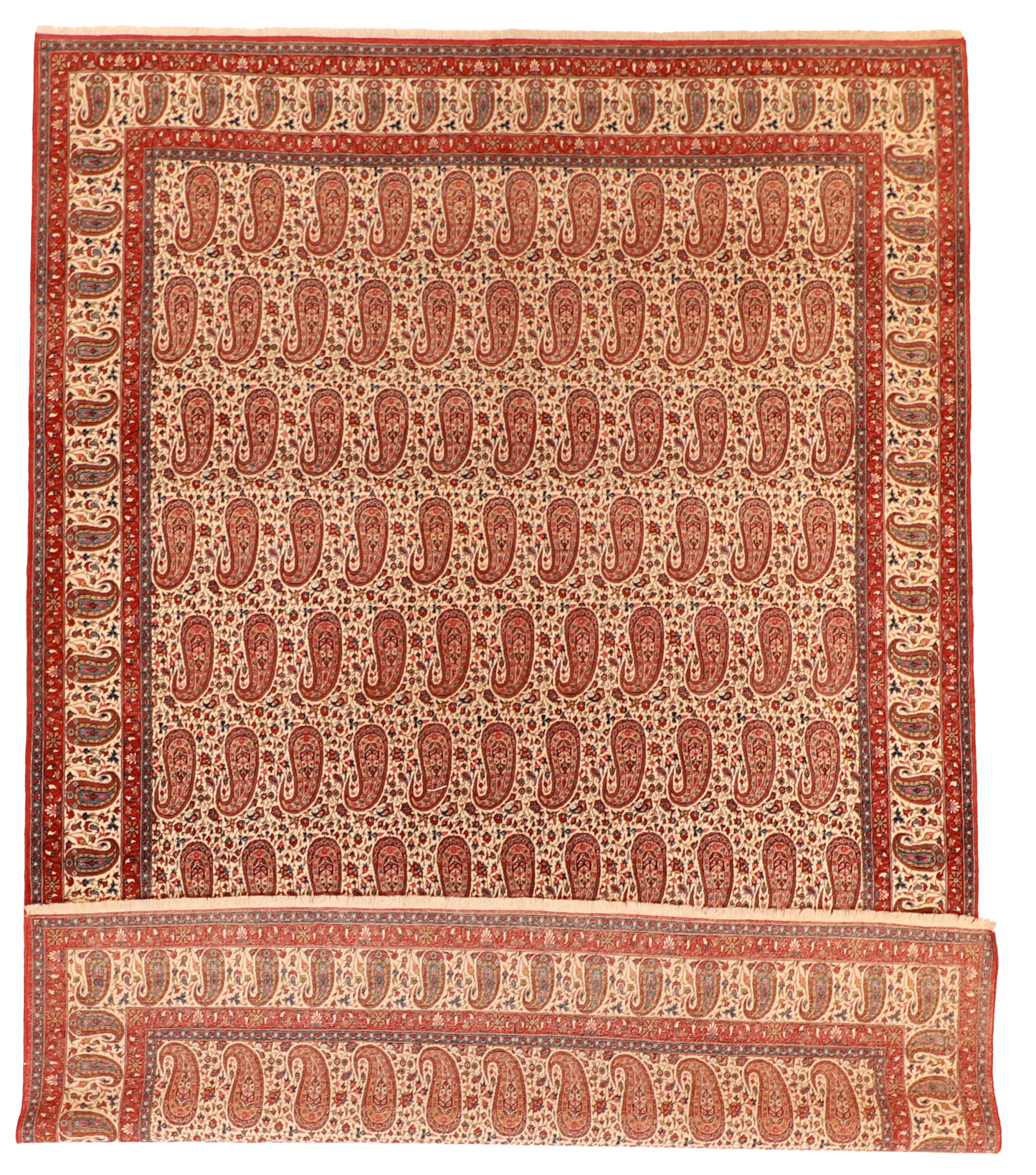 W 8.8 L 12.5 Qum 100% Wool Hand-Woven All-Over Design - 61043