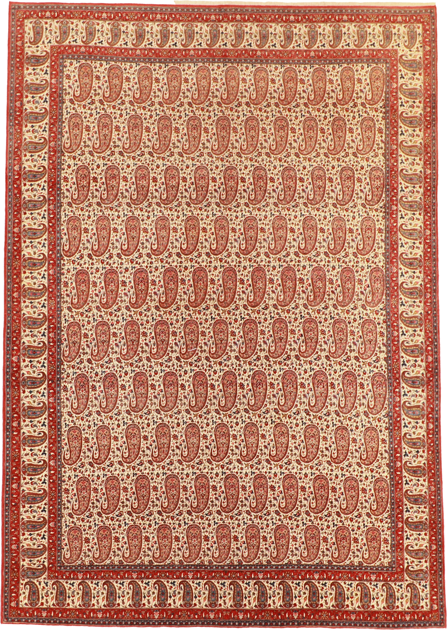 W 8.8 L 12.5 Qum 100% Wool Hand-Woven All-Over Design - 61043