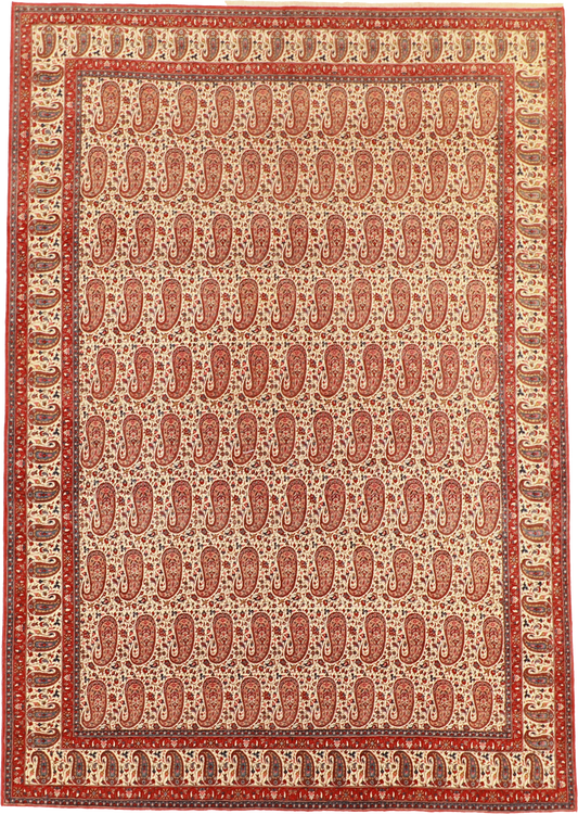 W 8.8 L 12.5 Qum 100% Wool Hand-Woven All-Over Design - 61043