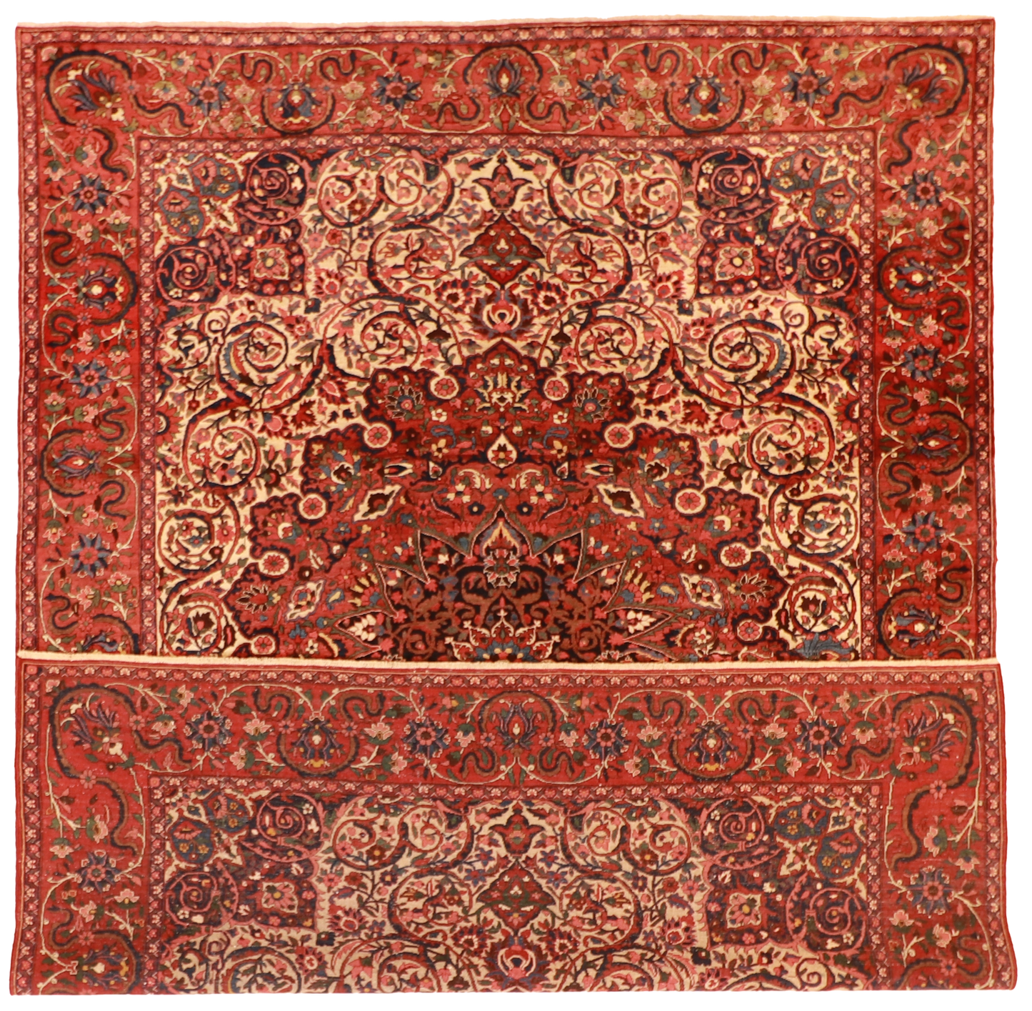 W 9.1 L 12.1 Bakhtiarie 100% Wool Hand-Woven Floral Design - 61044