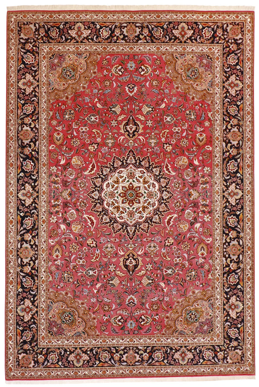 W 8 L 10 Tabriz Wool And Silk Blend Hand-Woven Traditoinal Design - 61050