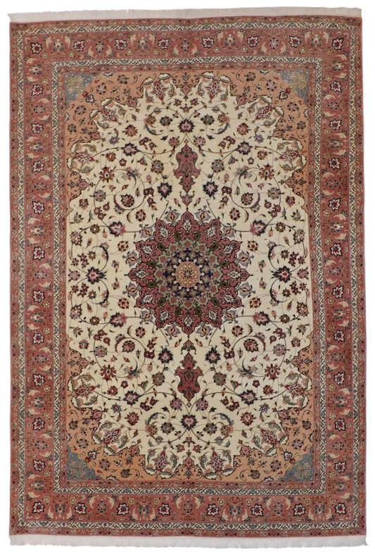 W 6.8 - L 9.8 - Tabriz Wool/Silk Traditional Rectangle - Finest Hand-Knotted Quality Wool - 61054