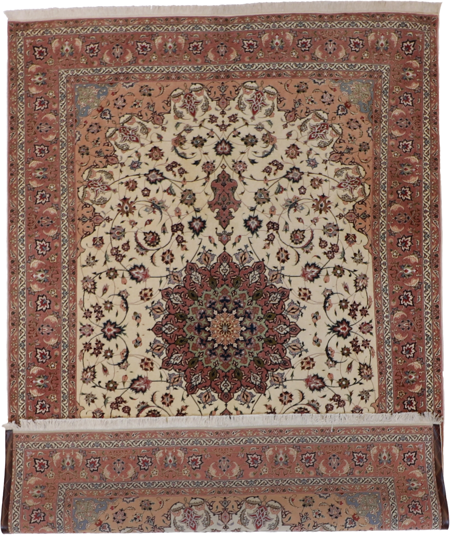 W 6.8 L 9.8 Tabriz Wool And Silk Blend Hand-Woven Traditional Design - 61054