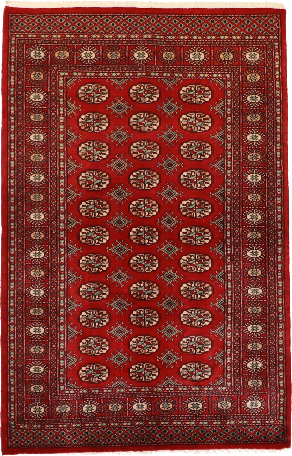 W 4.1 L 6.3 Bokhara 100% Wool Hand-Woven Geometric Design - 61219