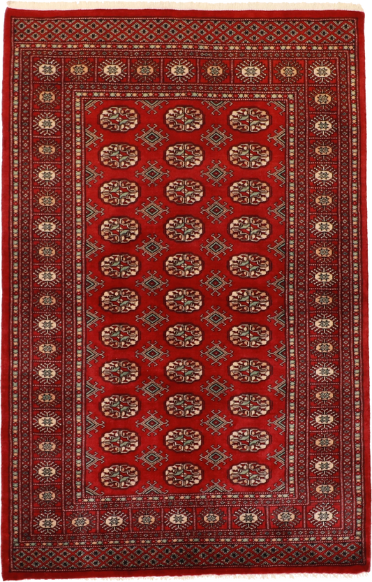 W 4.1 L 6.3 Bokhara 100% Wool Hand-Woven Geometric Design - 61219