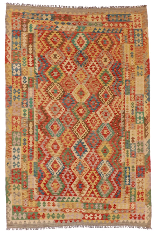 6.6 x 9.9 - Kilim Fine/Wool All Over Rectangle - Finest Hand-Made Quality Wool — 61223